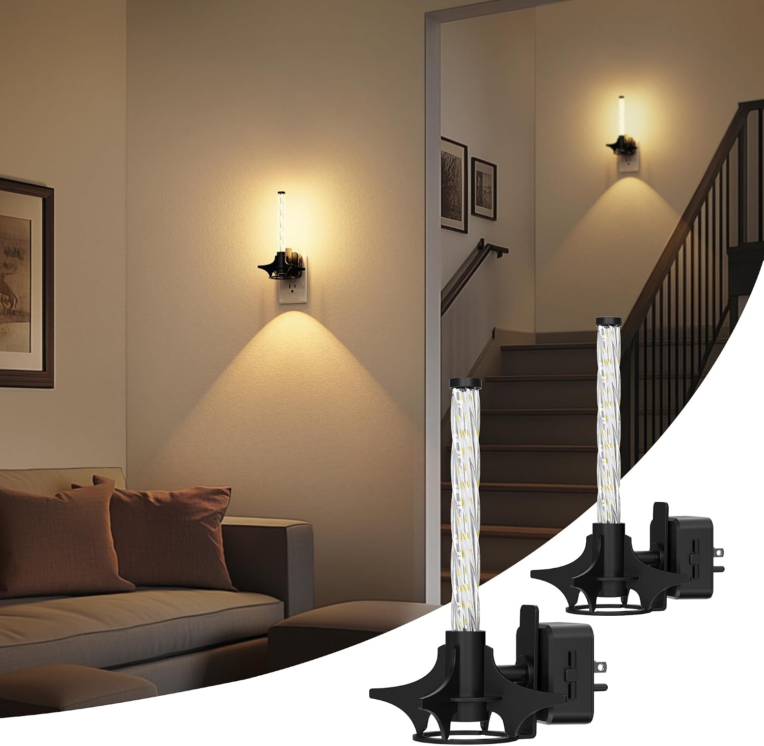 JandCase LED Night Light Plug into Wall, Dusk-to-Dawn Sensor, Slide Button Dimmer with 0-100LM Adjustable Brightness, 3000K Soft White…