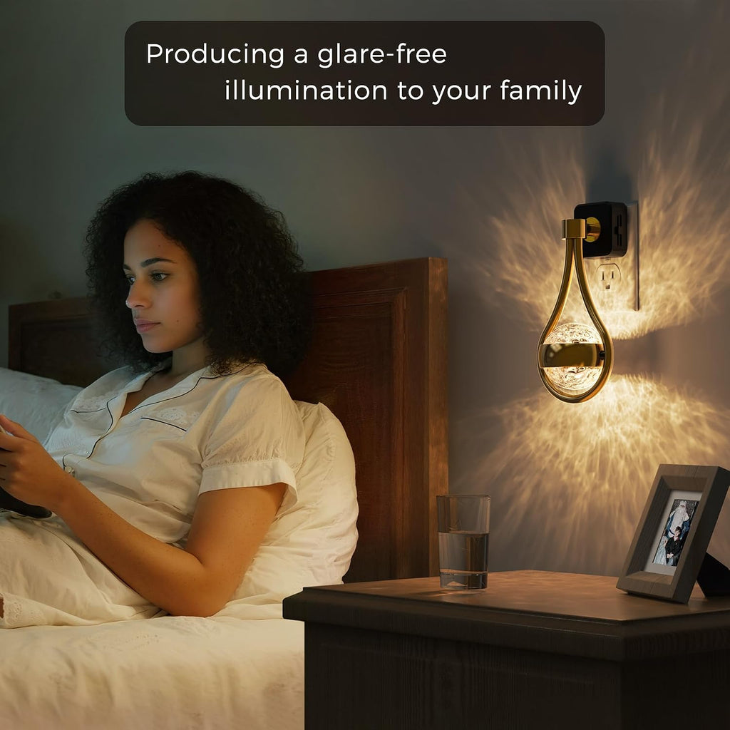 L LOHAS LED Night Lights Plug Into Wall: 2 Pack Star Projector Nightlight, Dusk to Dawn Sensor, 3000K Soft White, 330°Rotating Globe…