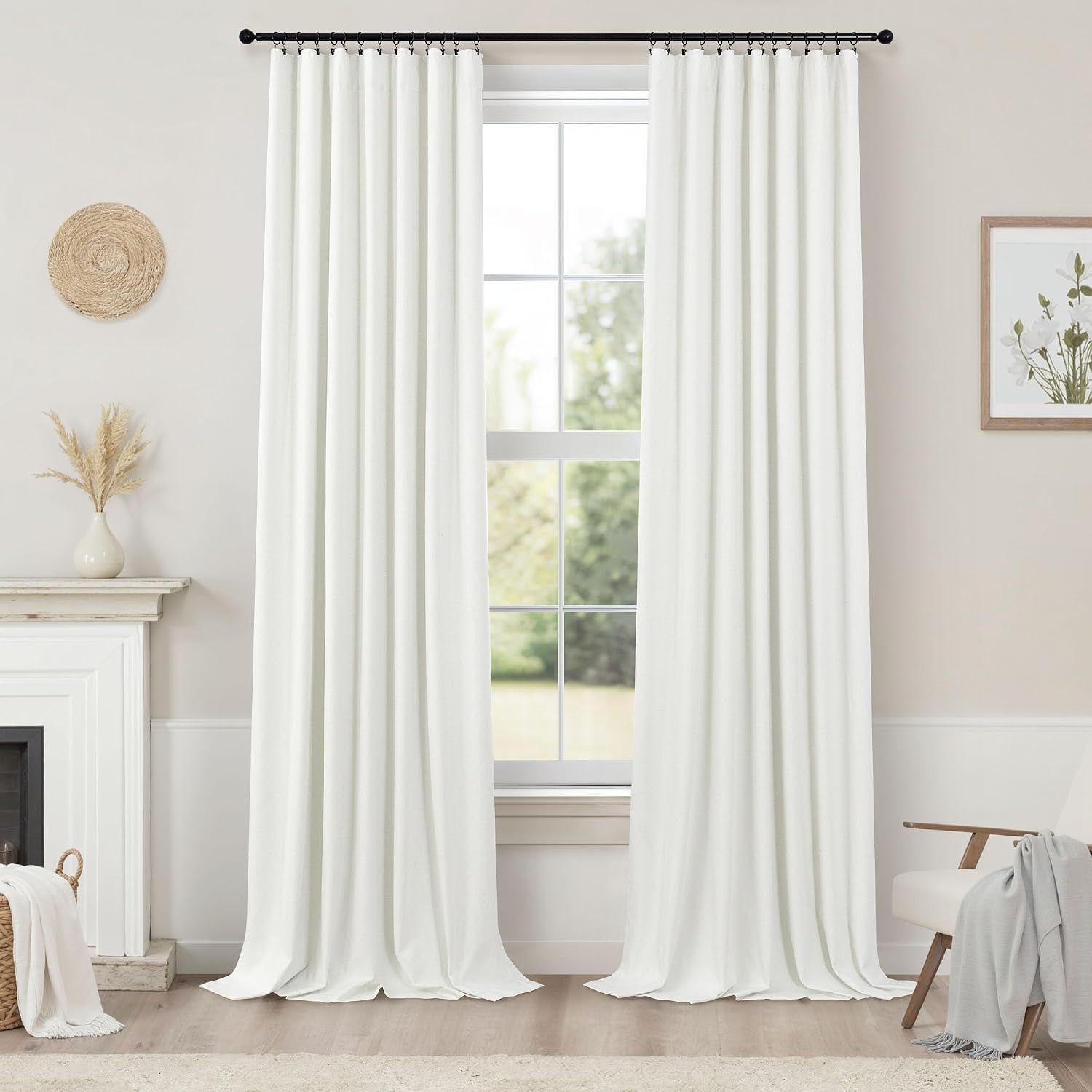 Pitalk Bedroom Blackout Curtains 63 Inches Long 2 Panel Thermal Curtain for Summer Heat Dining Living Room Darkening Back Tab Short Drapes…