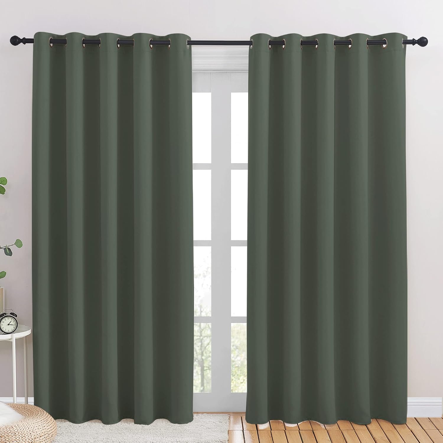 NICETOWN Room Darkening Draperies Window Curtain Panels, Thermal Insulated Grommet Room Darkening Curtains for Bedroom (Dark Mallard, 2…