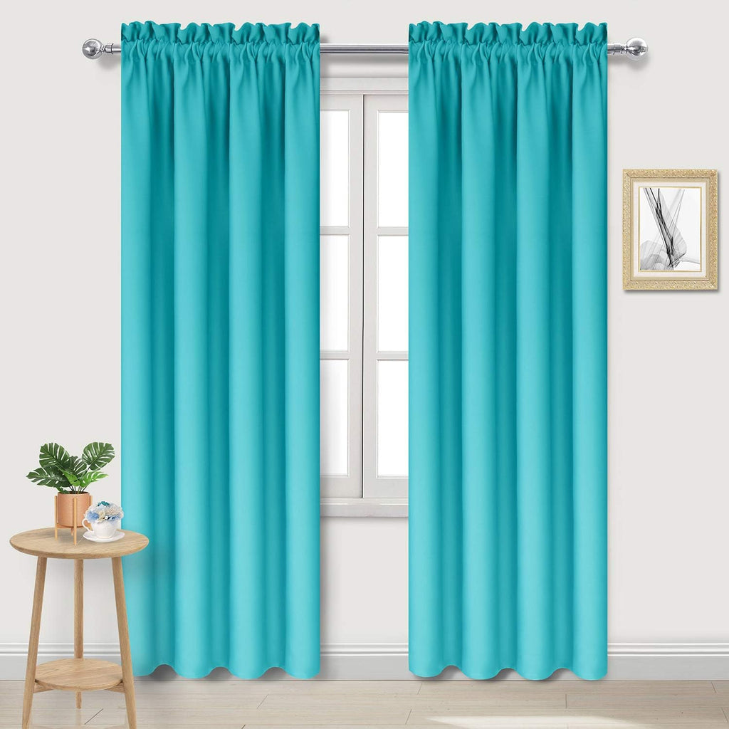Dwcn Blackout Curtains for Bedroom – Thermal Insulated Room Darkening Drapes for Living Room, Turquoise, W 42 x L 84 Inch, Set of 2 Rod Poc…