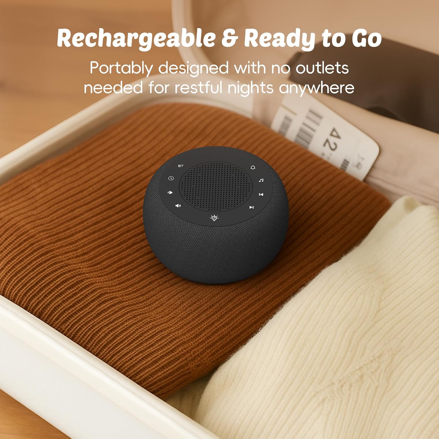 Buffbee Pro 2nd Gen – Upgraded Rechargeable Battery | 3-in-1 White Noise Machine for Sleep, Alarm Clock & Bluetooth Speaker, 25 Sleep…