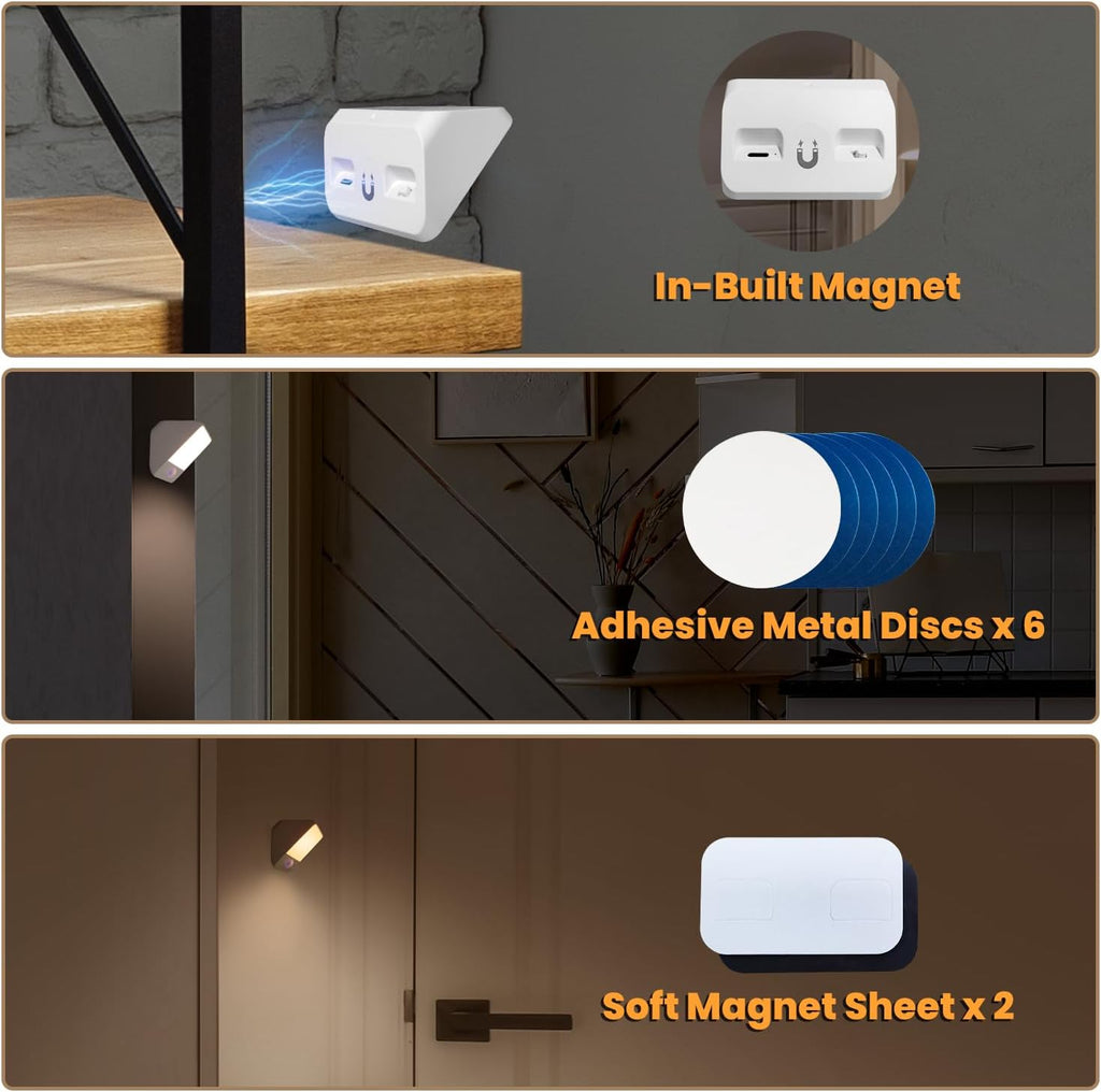 Motion Sensor Light Indoor Rechargeable, Battery Night Light 2000mAh, Motion Activated Night Lights Stick on 2 Pack, Dimmable Stair…