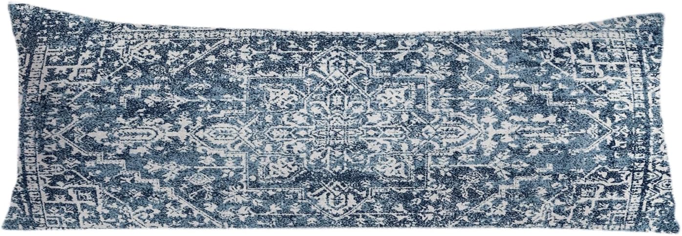Vintage Boho Navy Blue Tribal 20x54 Body Pillow Cover, Retro Boho Blue Ethnic Moroccan Decorative Long Body Pillow Cases for Bed Couch