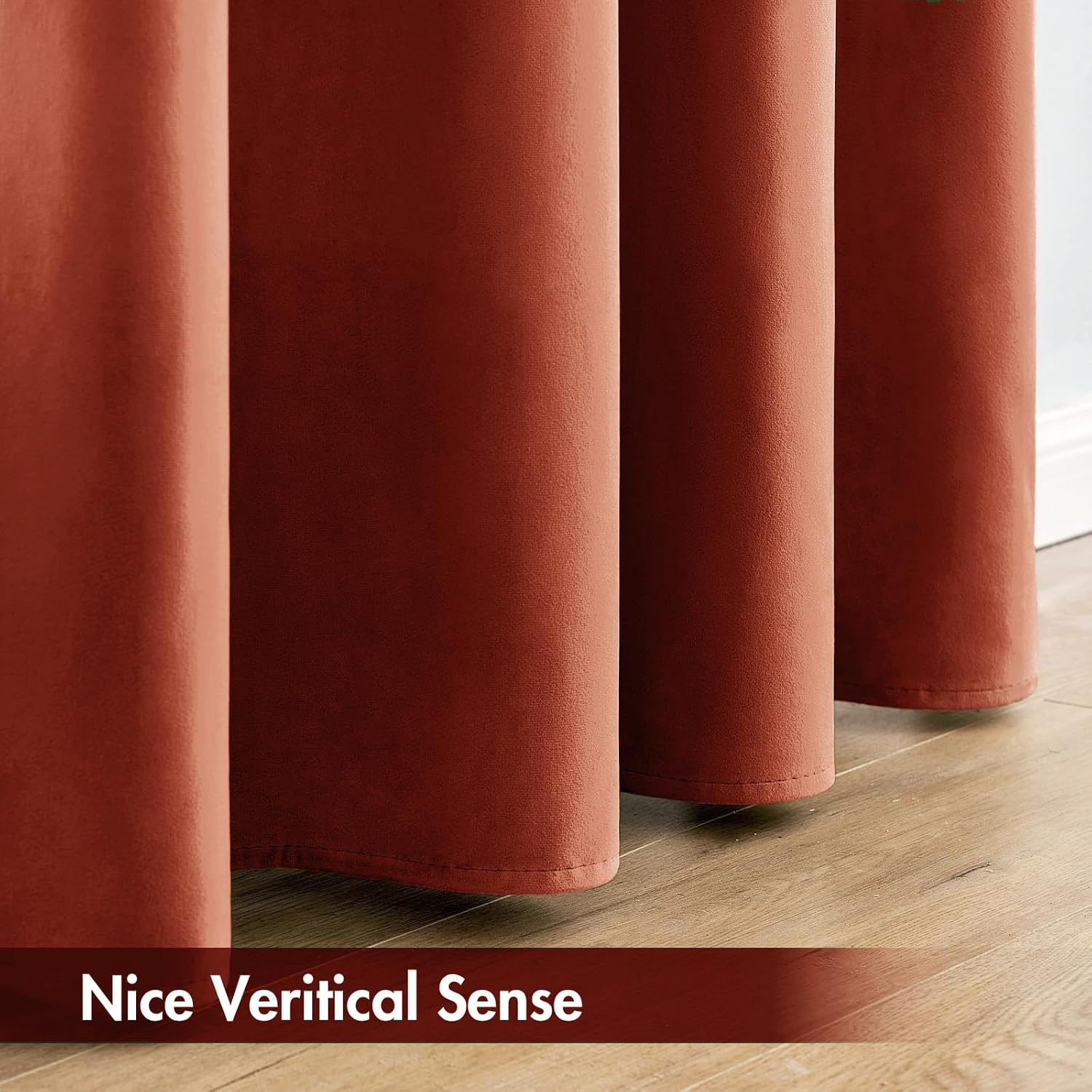 MIULEE Burnt Orange Velvet Curtains Thermal Insulated Blackout Curtain Fall Drapes for Bedroom Living Room Darkening 90 Inches Long Rust…