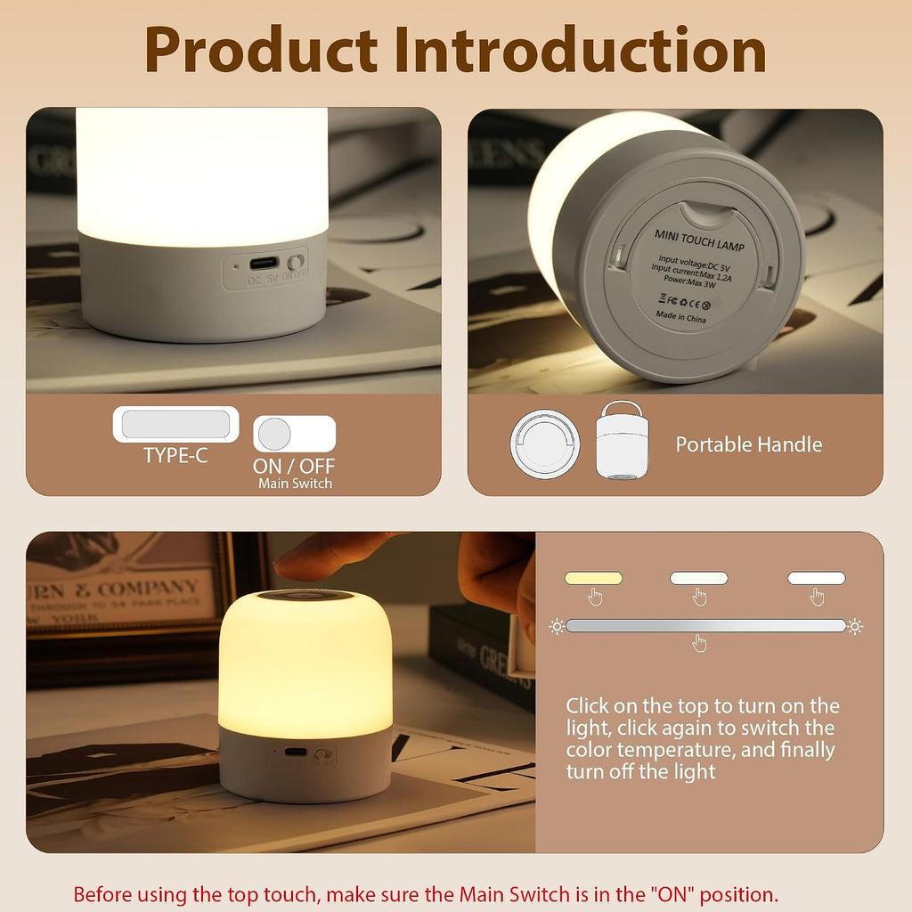 Fnmyco Portable Baby Night Light,3 Colours Egg Light for Nursery, Rechargeable Night Light for Kids, Small Cordless Table&Bedside Lamp, Eye Ca…
