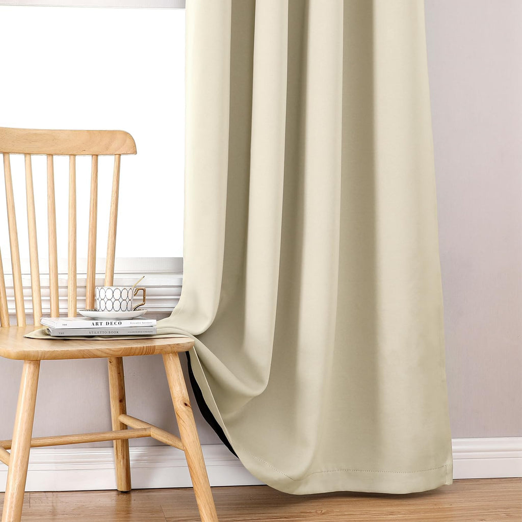 ChrisDowa 100% Blackout Curtains 78 inch Long for Bedroom with Black Liner, 2 Thick Layers Total Blackout Thermal Insulated Grommet Window…