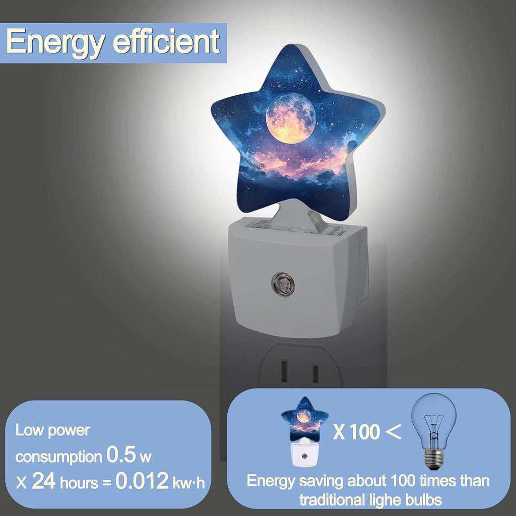 Snowmolle Full Moon Nightlight, Starry Sky Forest Star Night Lights Plug into Wall Decorations for Bedroom Bathroom, Dusk to Dawn Sensor Kitc…