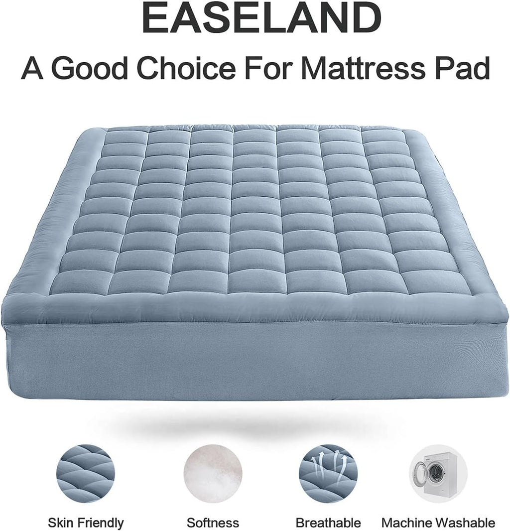 EASELAND Queen Size Mattress Pad Pillow Top Mattress Cover Quilted Fitted Mattress Protector 8-21" Deep Pocket Cooling Mattress Topper…