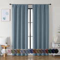 Simplebrand Ava Stone Blue Blackout Curtains for Bedroom 84 Inch Length 2 Panels Set, Solid Thermal Insulated Privacy Living Room Window Tr…
