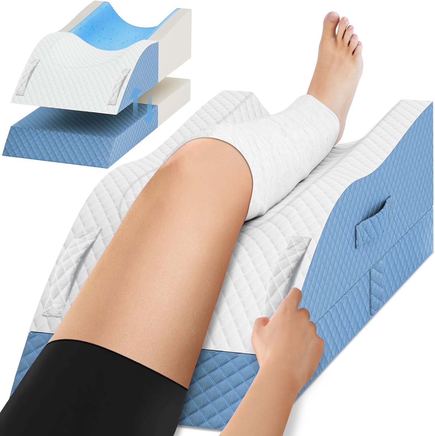 TranquilRelax TranquilRelax Elevation Pillows for Leg After Surgery, Memory Foam Adjustable Wedge Pillow for Injury or Rest, Ankle P…
