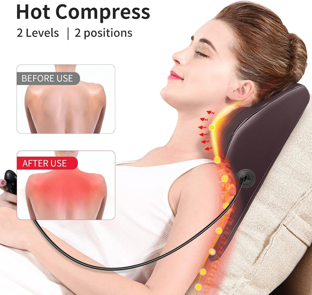 Boriwat Back Massager with Heat, 3D Kneading Massage Pillow for Back, Neck, Shoulder, Leg Deep Tissue, Gifts for Women Men Mom Dad(Brown) 1…