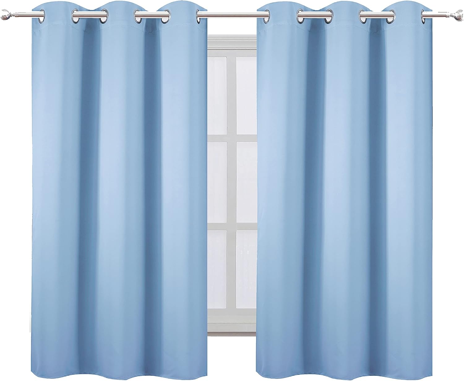 Lemomo Sky Blue Blackout Curtains/38 x 54 Inch/Set of 2 Panels Thermal Insulated Room Darkening Curtains for Bedroom 54 Inch Blue