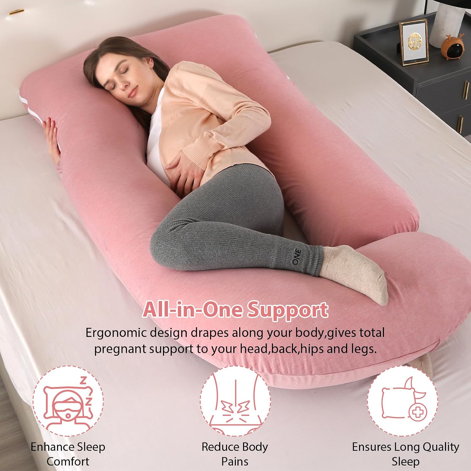 BATTOP Pregnancy Pillow for Sleeping, Maternity Pillow with Cooling Removable Cover, Support for Back, Legs, Belly, Hips for Pregnant…