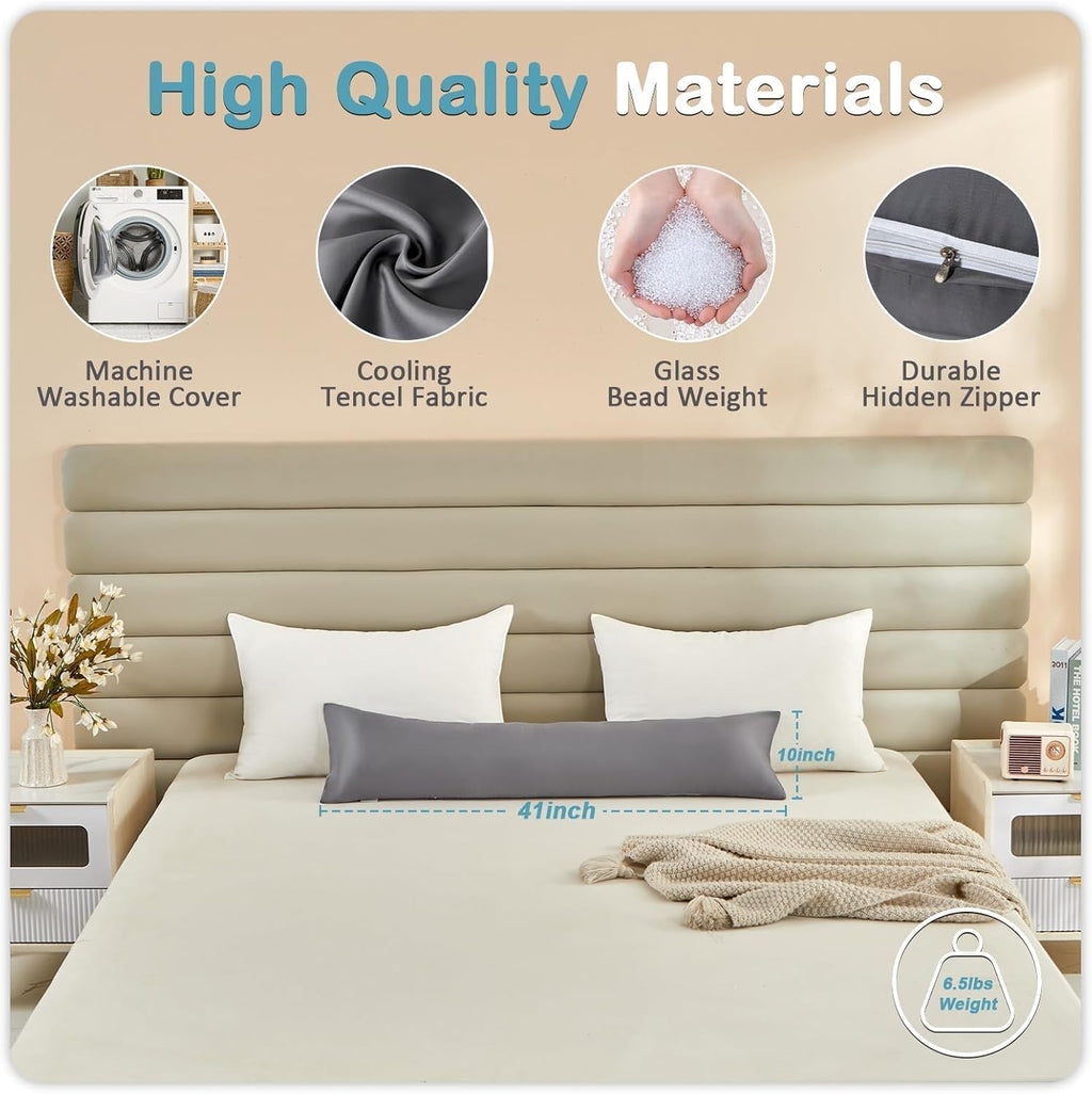 Mioto 6.5lbs Weighted Body Pillow for Adult - Weighted Pillow for Better Sleep, Cooling Body Pillow with Tencel Cover, Long Pillow for Bed,…
