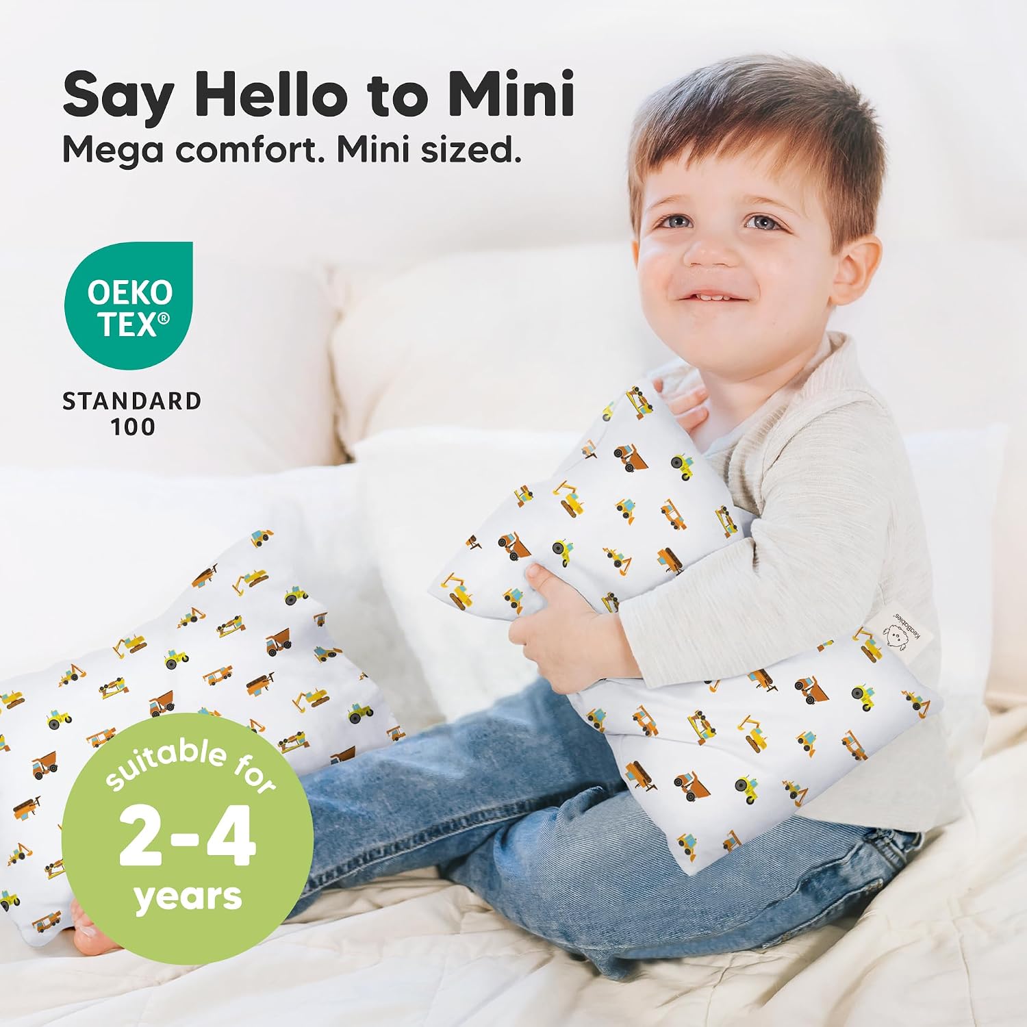 Mini Toddler Pillow with Pillowcase - 9x13 My Little Dreamy Travel Kids Pillow for Sleeping, Toddler Bed, Small, Tiny, Organic Cotton…