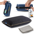 alkamto Travel & Camping Comfortable Memory Foam Pillow – Easy to Carry Portable Bag – Temperature Regulating Pillow Case (Black + Extra…