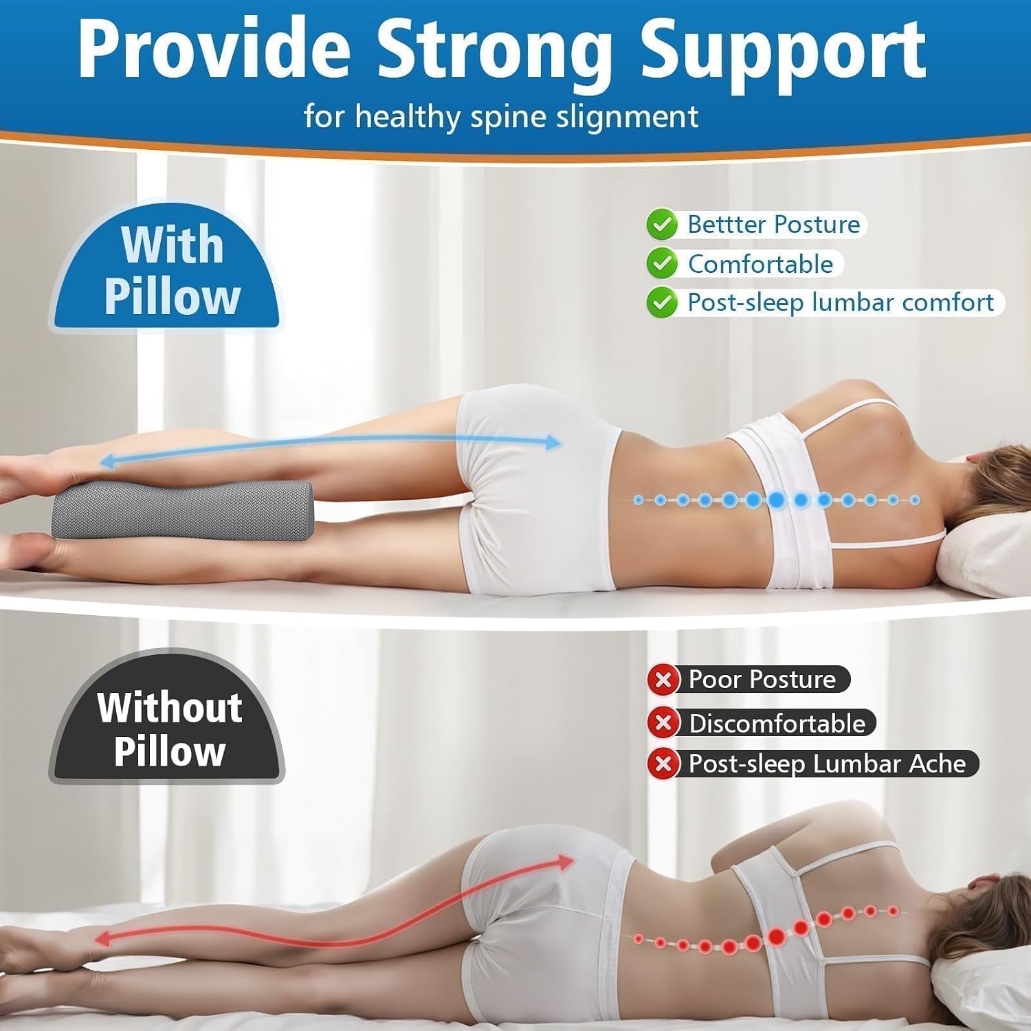 SweetSlubr SweetSlubr Knee Pillow for Side Sleepers, Half Moon Memory Foam Bolster Pillow for Legs, Ergonomic Design Wedge Elevation…