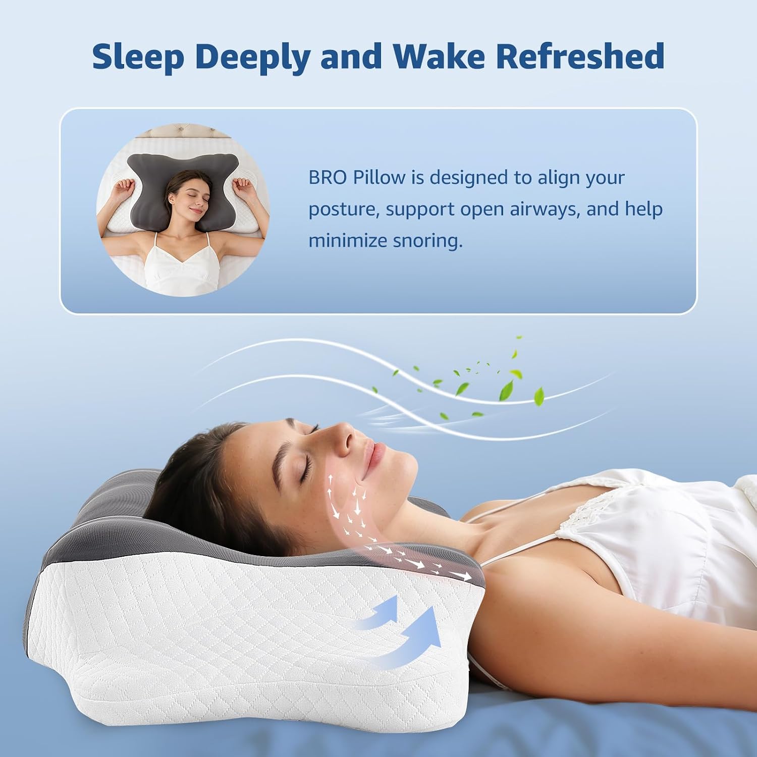 Bro Cervical Pillow for Neck Support: Contour Memory Foam Pillow for Side Back Stomach Sleepers - Ergonomic Neck Pillow with 2 Heights & Wi…