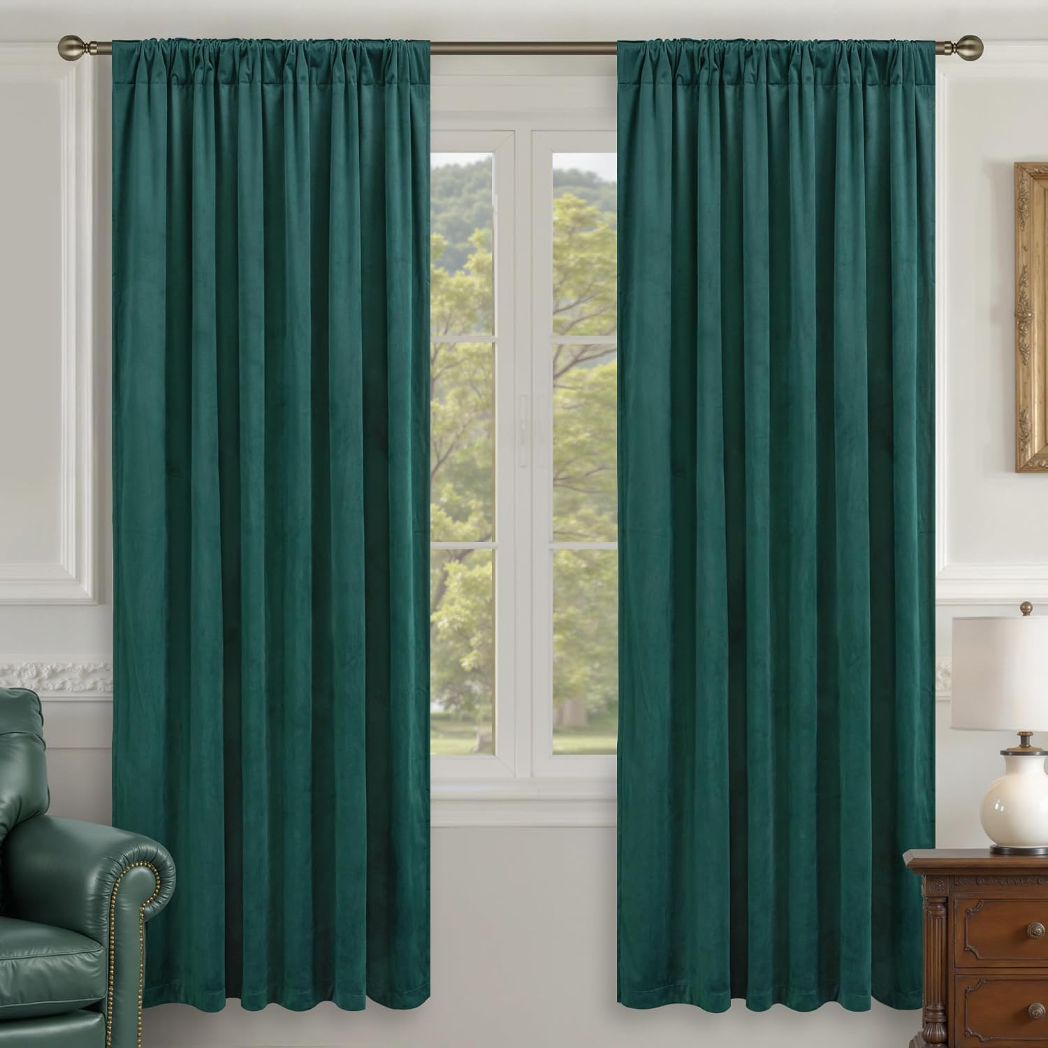 Lamit Teal Velvet Curtains 72 Inch Length for Living Room, Soft Thermal Insulated Panels Room Darkeing Back Tab and Rod Pocket Christmas Dr…