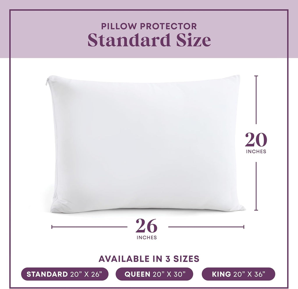 CirclesHome Pillow Protectors 4 Pack Standard Zippered - 100% Cotton Breathable Pillowcases - Protects Pillows from Dirt, Dust and Debri…