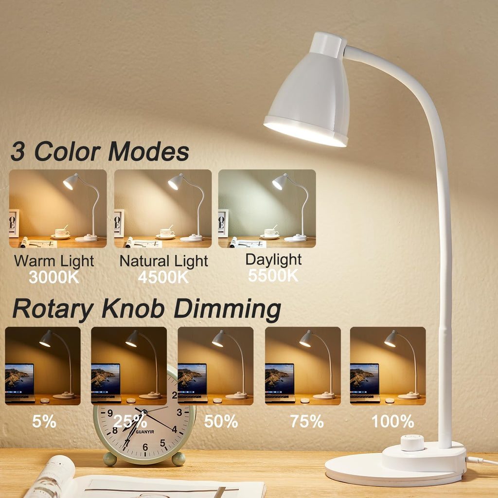 BOHON LED Desk Lamp with USB Charging Port, 3 Color Modes Dimmable Reading Lamp, Auto Dimming Task Lamp, Flexible Neck Table Light for…