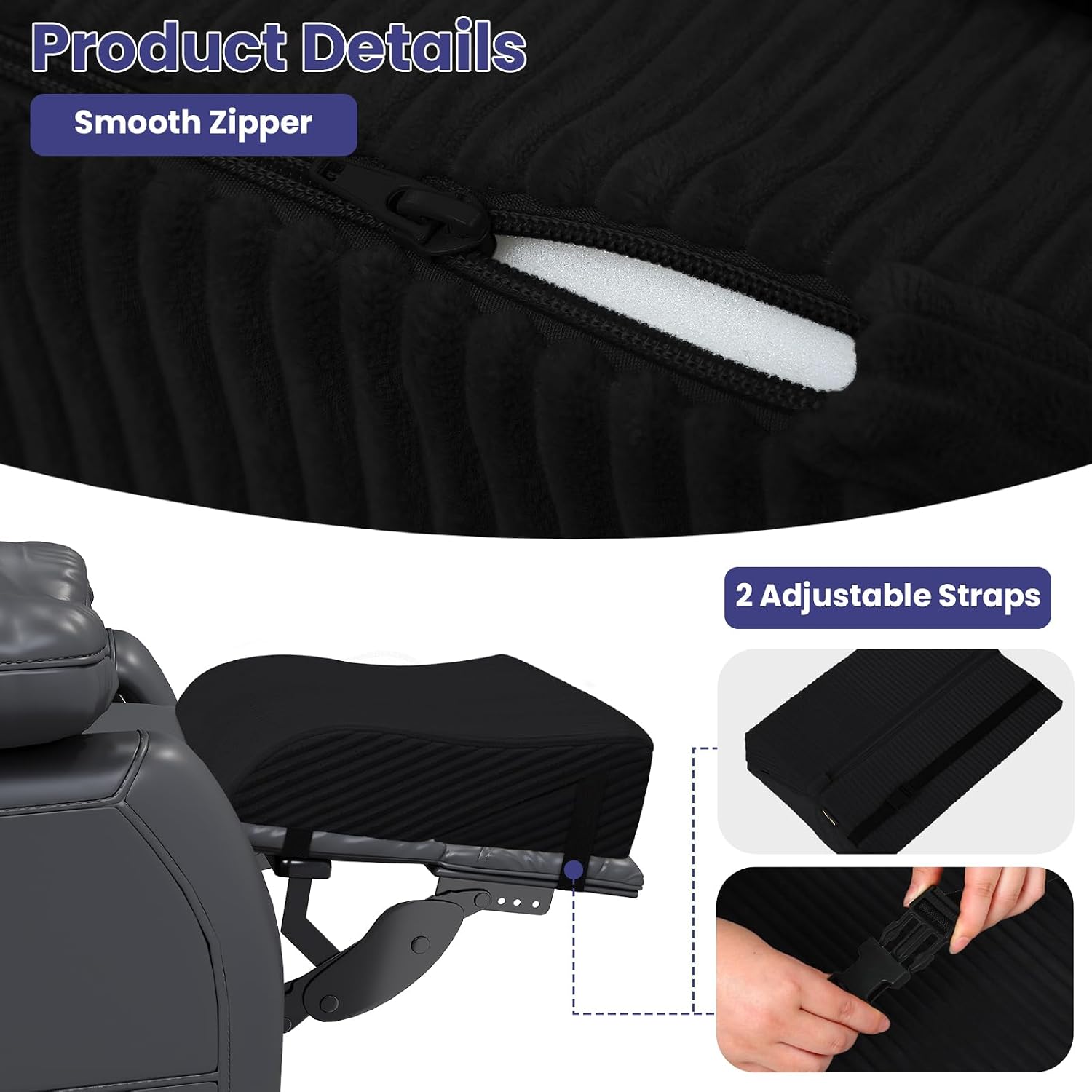 idee-home Recliner Leg Rest Cushion, Recliner Footrest Extender Pillow with Removable Corduroy Cover, 2 in 1 Foldable Ergonomic Foot…