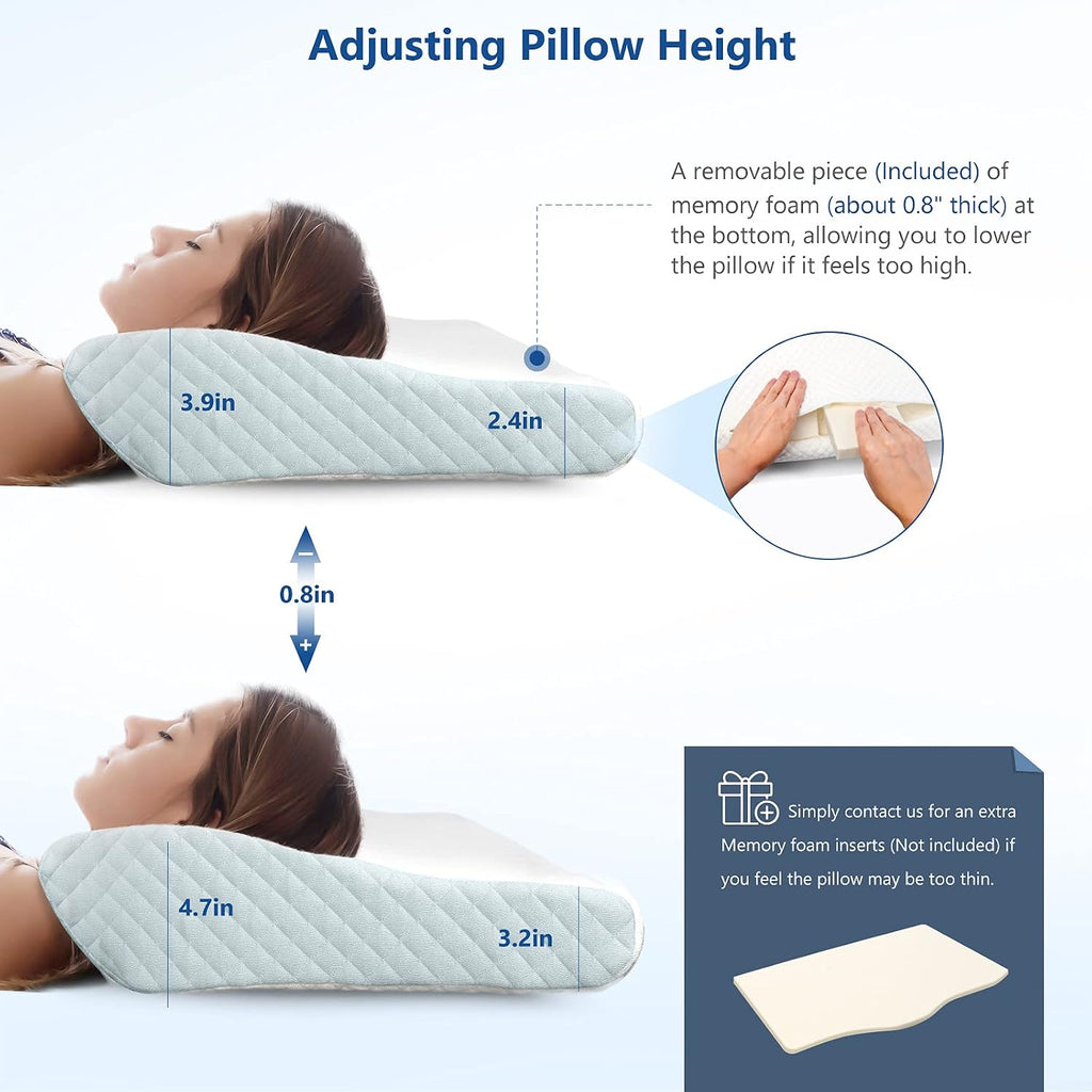 Zamat Memory Foam Pillow for Neck, Adjustable Ergonomic Cervical Pillow for Sleeping, Orthopedic Neck Pillow with Washable Cover, Bed Pill…