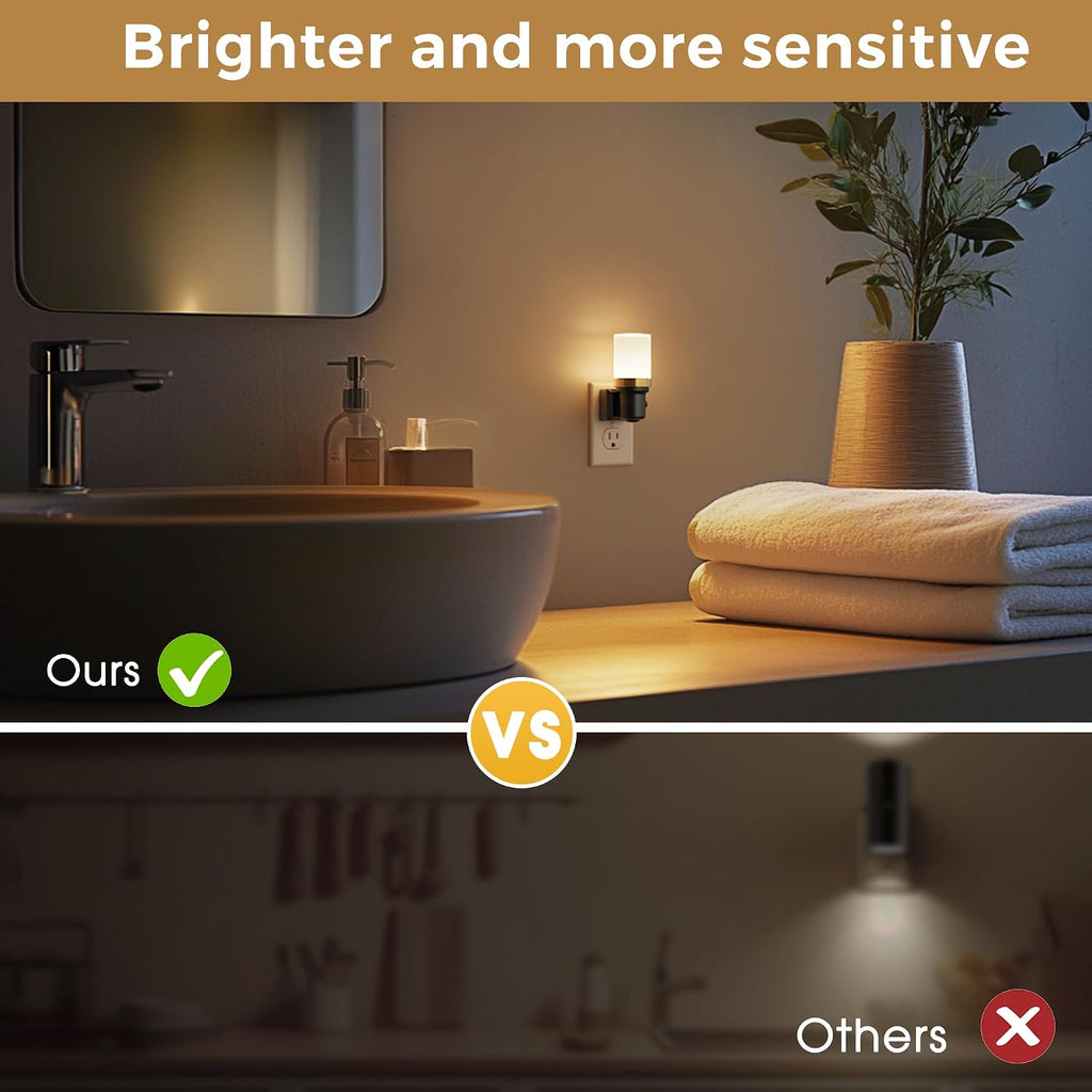 L LOHAS LED Night Light, 2 Pack Night Lights Plug into Wall, Dimmable Nightlight with Auto Light Sensor, 3000K Warm White 0-100LM, Plug…