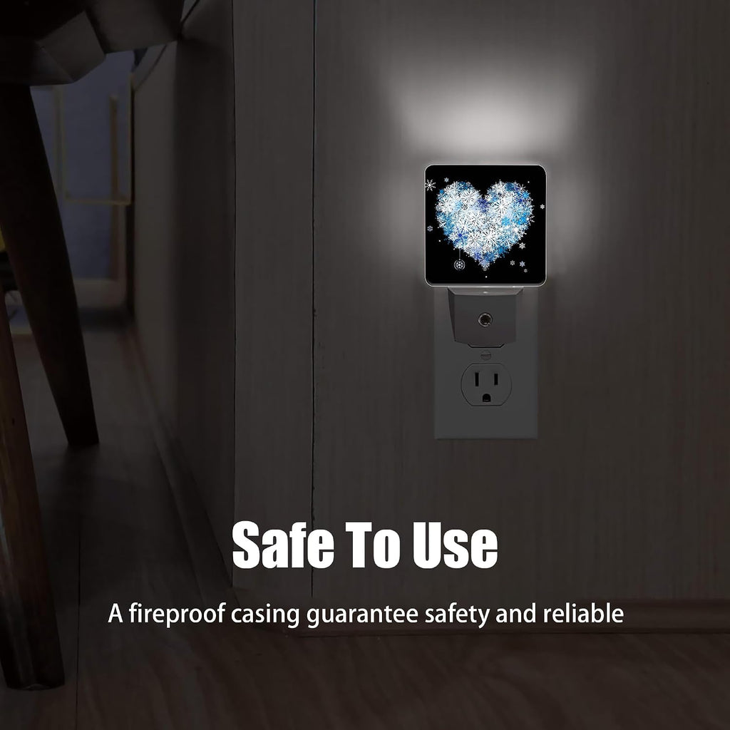 Winter Art Hearts Dusk to Dawn Night Light, Auto Sensor Lamp Home Indoor Stairway Kitchen Corridor, Night Lights Plug into Wall Decor…