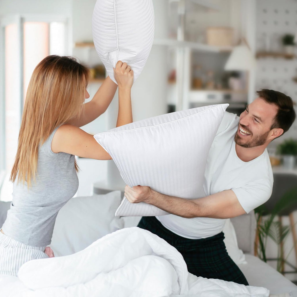 COZSINOOR Goose Feather Pillows Queen Size - Pack of 2, Hotel Down Bed Pillow for Sleeping, Soft 600 TC Cotton Cover, Fluffy Support…