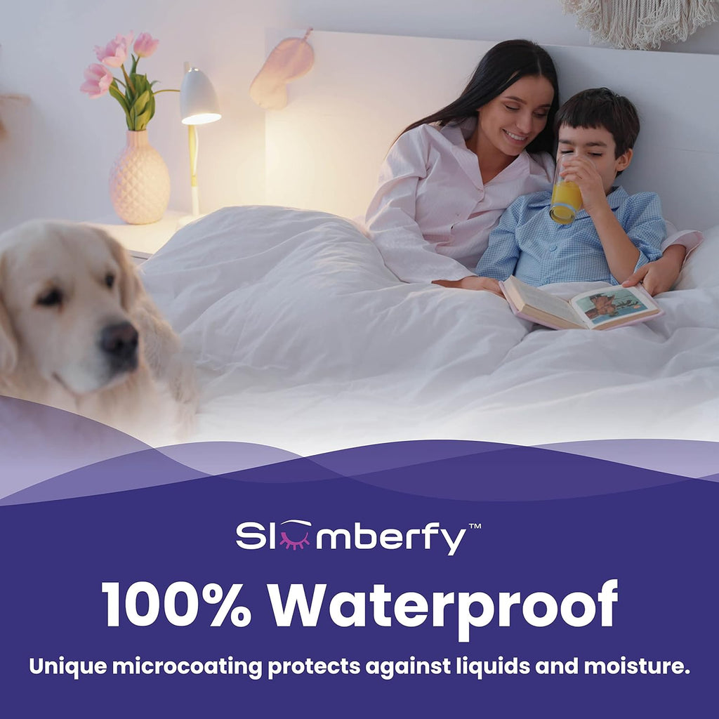 Queen Size Waterproof Bamboo Pillow Protector by Slumberfy - Premium Pillow Cases with Allergy Protection - Natural & Breathable Jacquard…