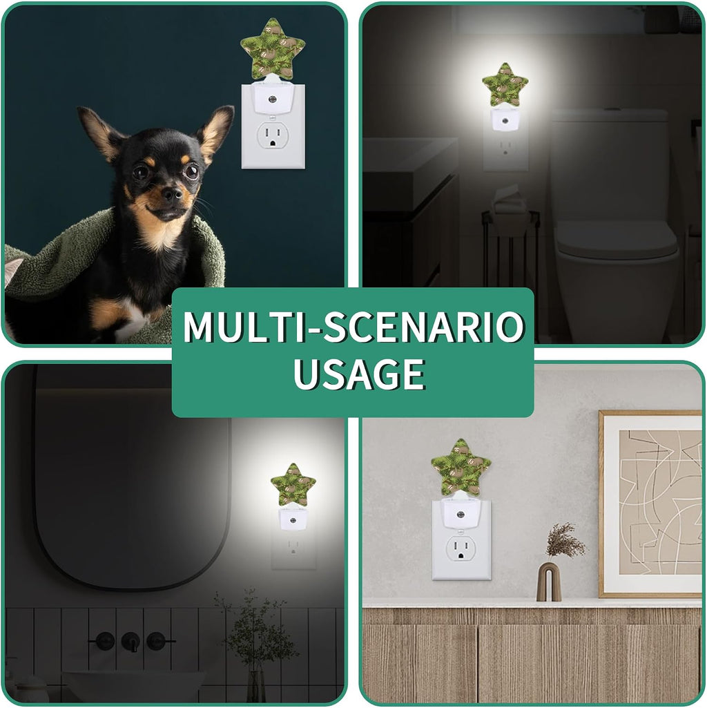 Star Night Light with Dusk to Dawn Sensor, Sloth Plug in Night Light for Kids Bedroom Nursery, Soft Warm Glow Lamp for Hallway Bathroom…