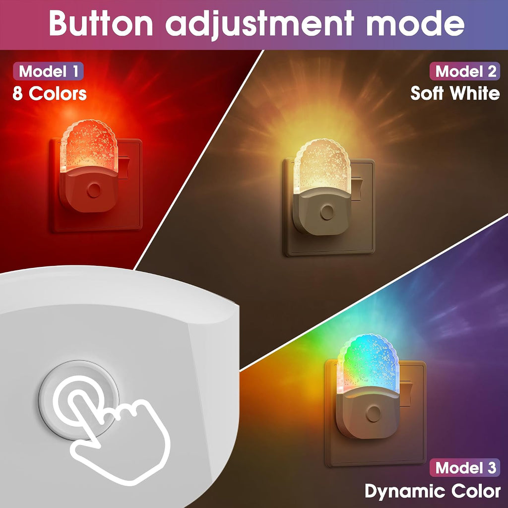 DORESshop Plug in Night Light, 8-Color RGB LED Nite Lights Plug into Wall, Nights Lights for Kids, 4Pack Color Changing Nightlight, Dusk…