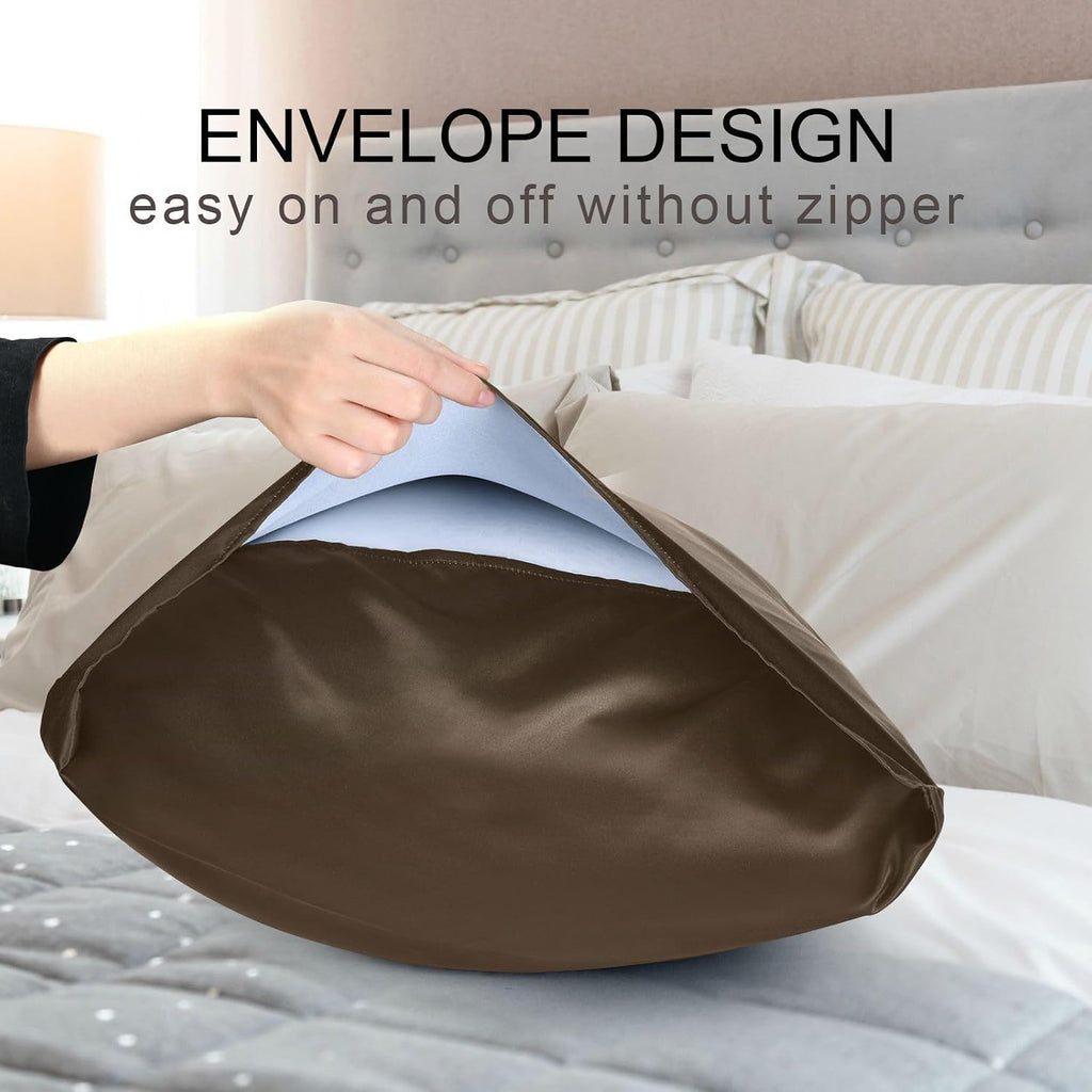 YETTASBIN Solid Color Satin Pillowcase, Soft Breathable Silk Pillow Case with Envelope Closure for Hair and Skin, Standard Size 26 x 20 Inch