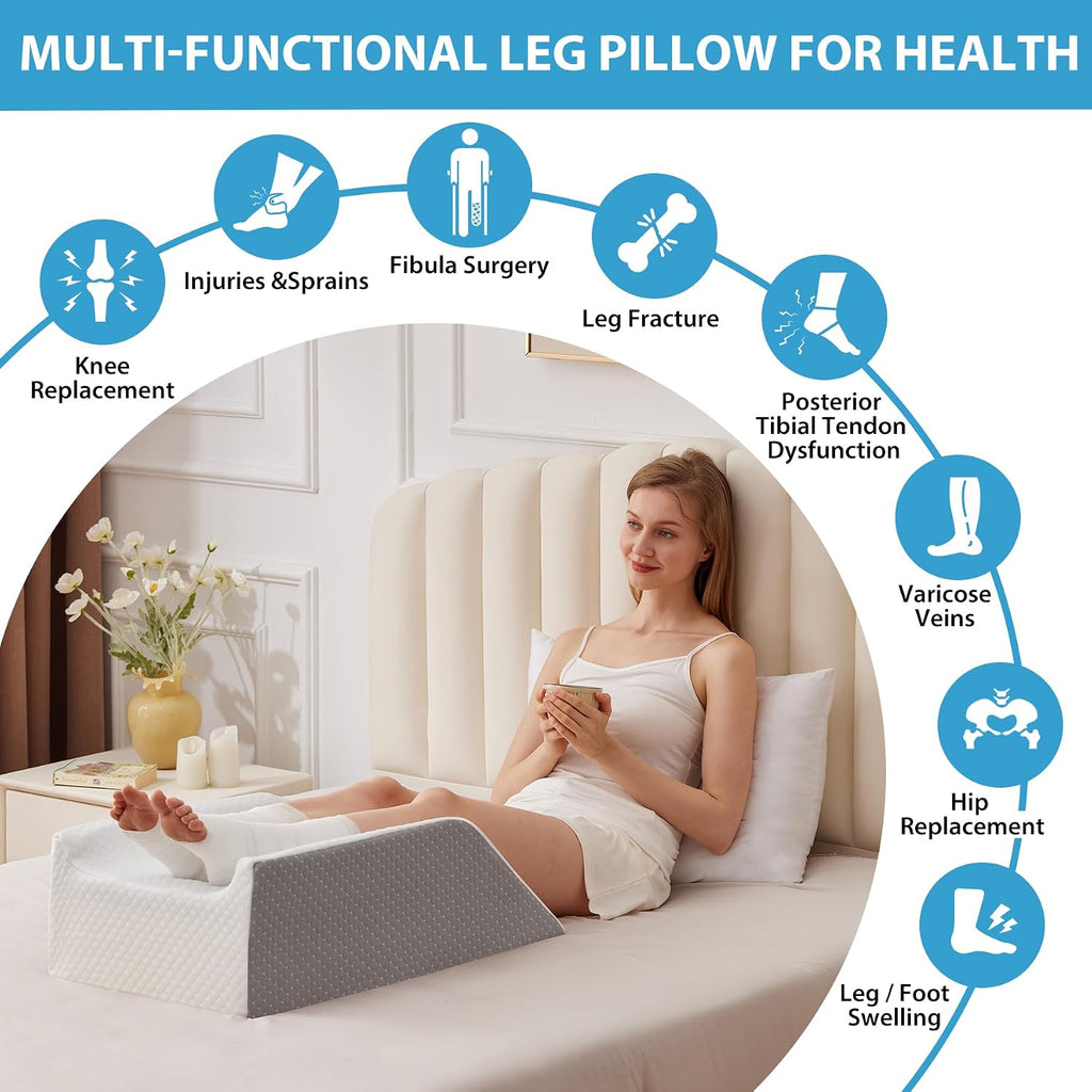 Megcxit Double Leg Elevation Pillows for After Surgery, Memory Foam Leg Elevating Pillow, Leg Pillow Elevation Blood Circulation, Knee Pill…