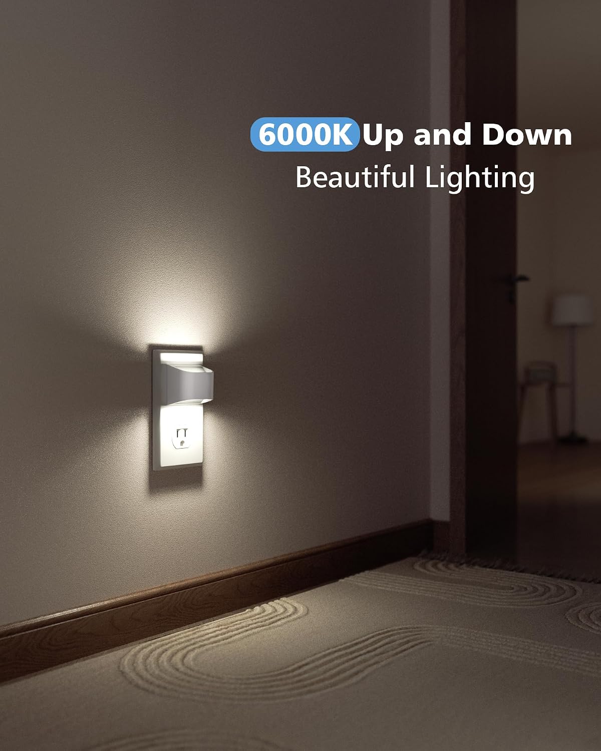 VOLISUN LED Night Light Cool White, 4 Pack Up and Down Night Lights Plug into Wall with Dusk to Dawn Light Sensor, 6000K Nightlight for…
