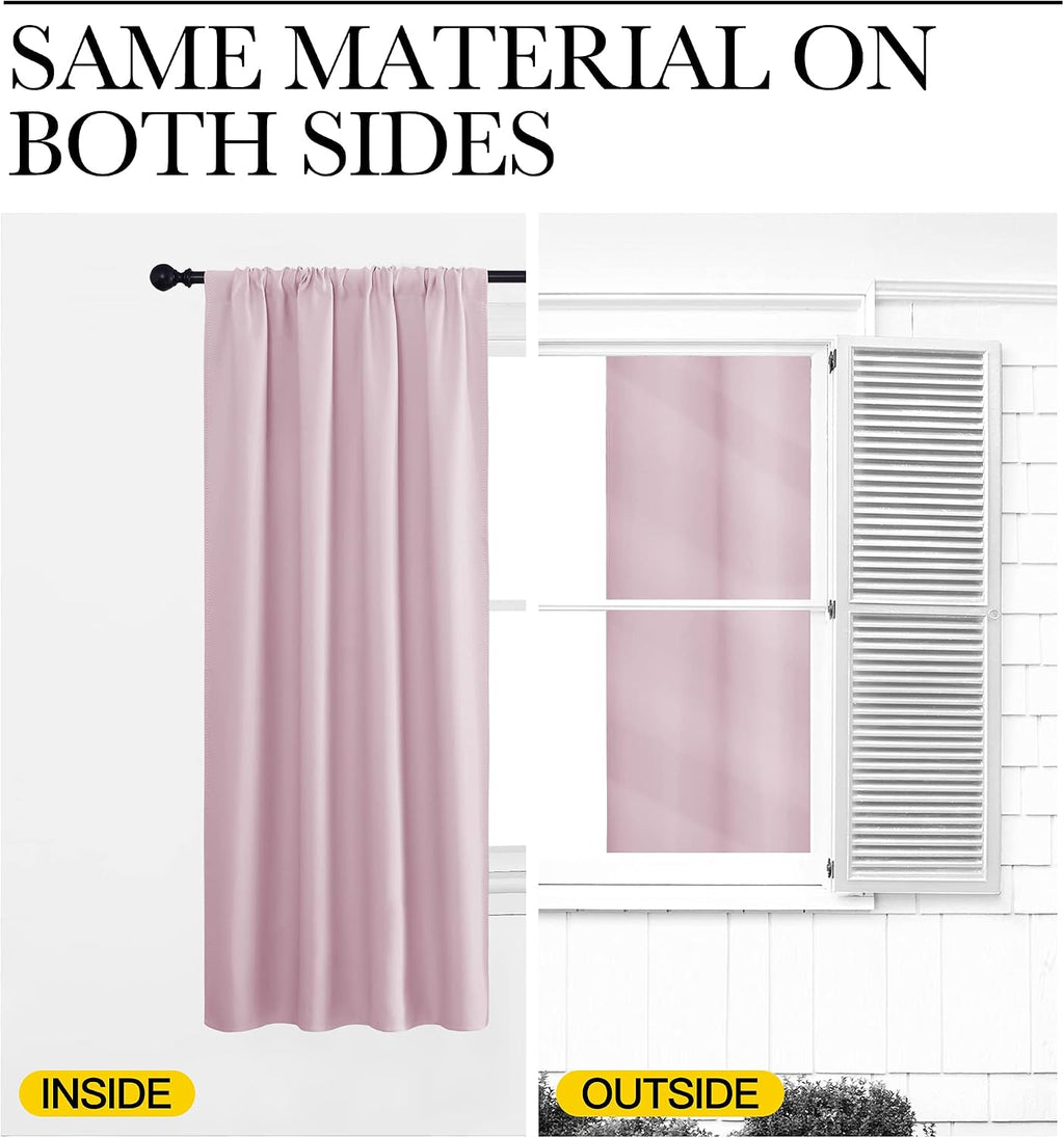 NICETOWN Living Room Blackout Curtains - Nursery Essential Thermal Insulated Solid Rod Pocket Blackout Panels/Drapes (Lavender Pink=Baby…