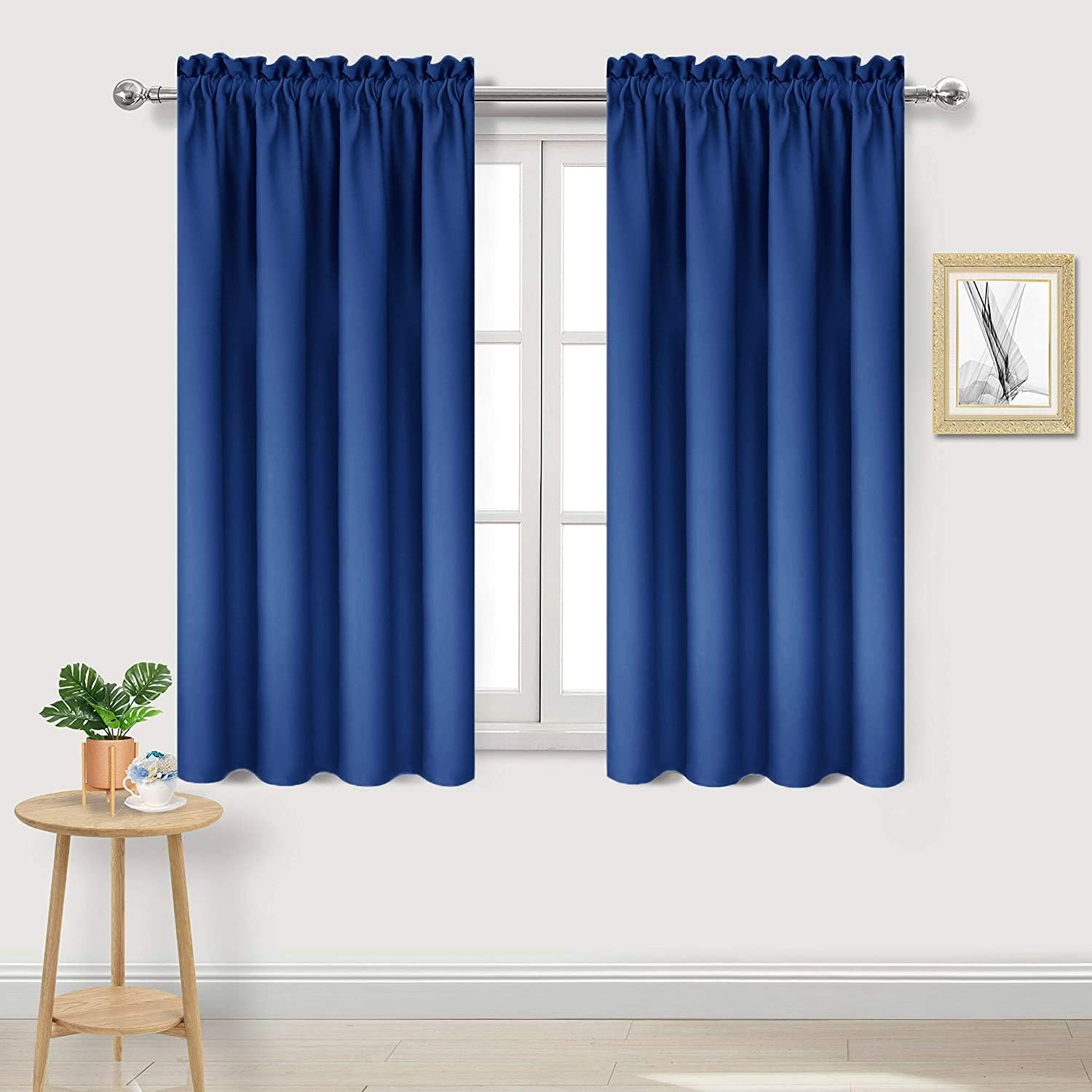 Dwcn Blackout Curtains Room Darkening Thermal Insulated Bedroom Curtains Window Curtain Panels, 42 x 45 inches Long, Set of 2 Classic Blue…