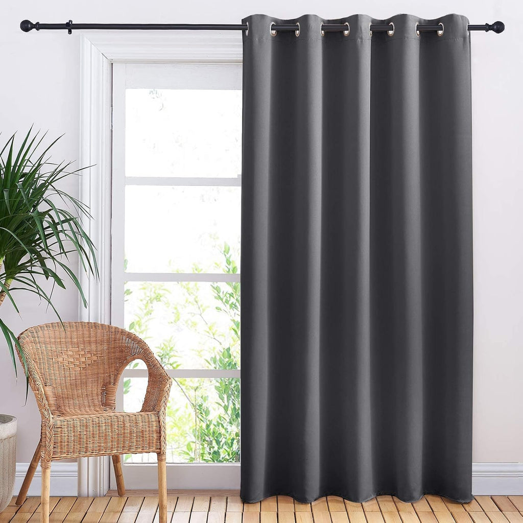 NICETOWN Sliding Door Curtains, Wide Thermal Blackout Patio Door Curtain Panel, Sliding Door Drapes/Draperies with Grommet Top (Gray, W70…
