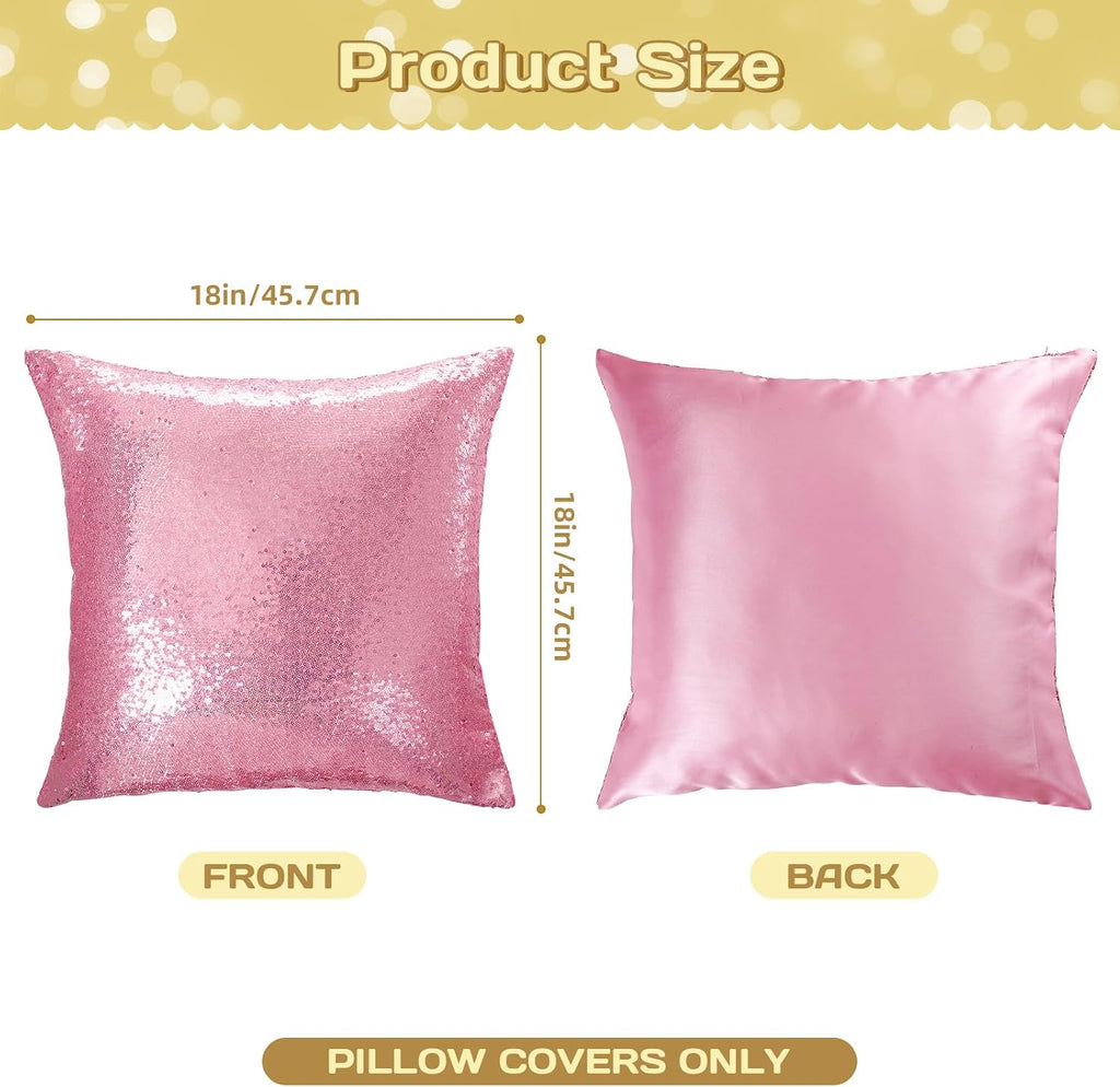 Eternal Beauty Set of 2 Sequin Decorative Pillow Cover Fuchsia Pink Throw Pillow Covers for Couch Throw Pillows Valentine's Day 18 X 18…