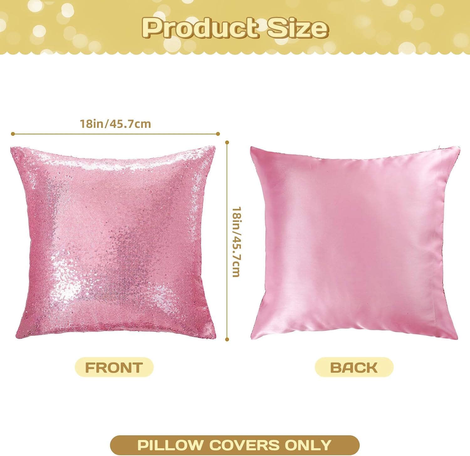 Eternal Beauty Set of 2 Sequin Decorative Pillow Cover Fuchsia Pink Throw Pillow Covers for Couch Throw Pillows Valentine's Day 18 X 18…