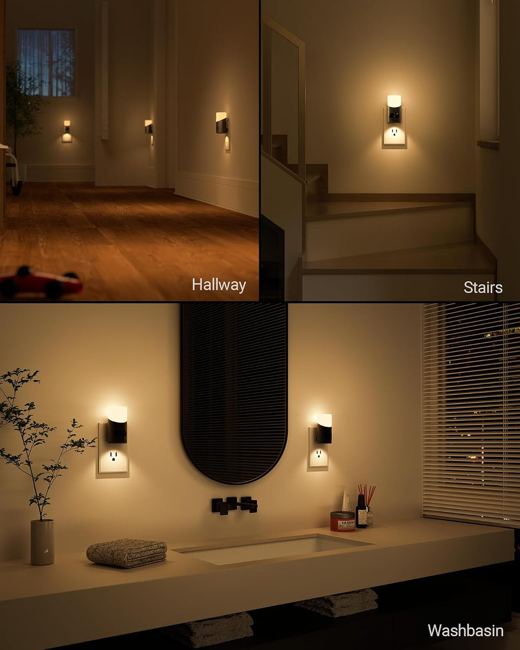Lyridz LED Night Lights Plug into Wall with Motion Sensor, 1-150LM Dimmable Plug-in Nightlight Indoor for Bedroom, Bathroom, Hallway…