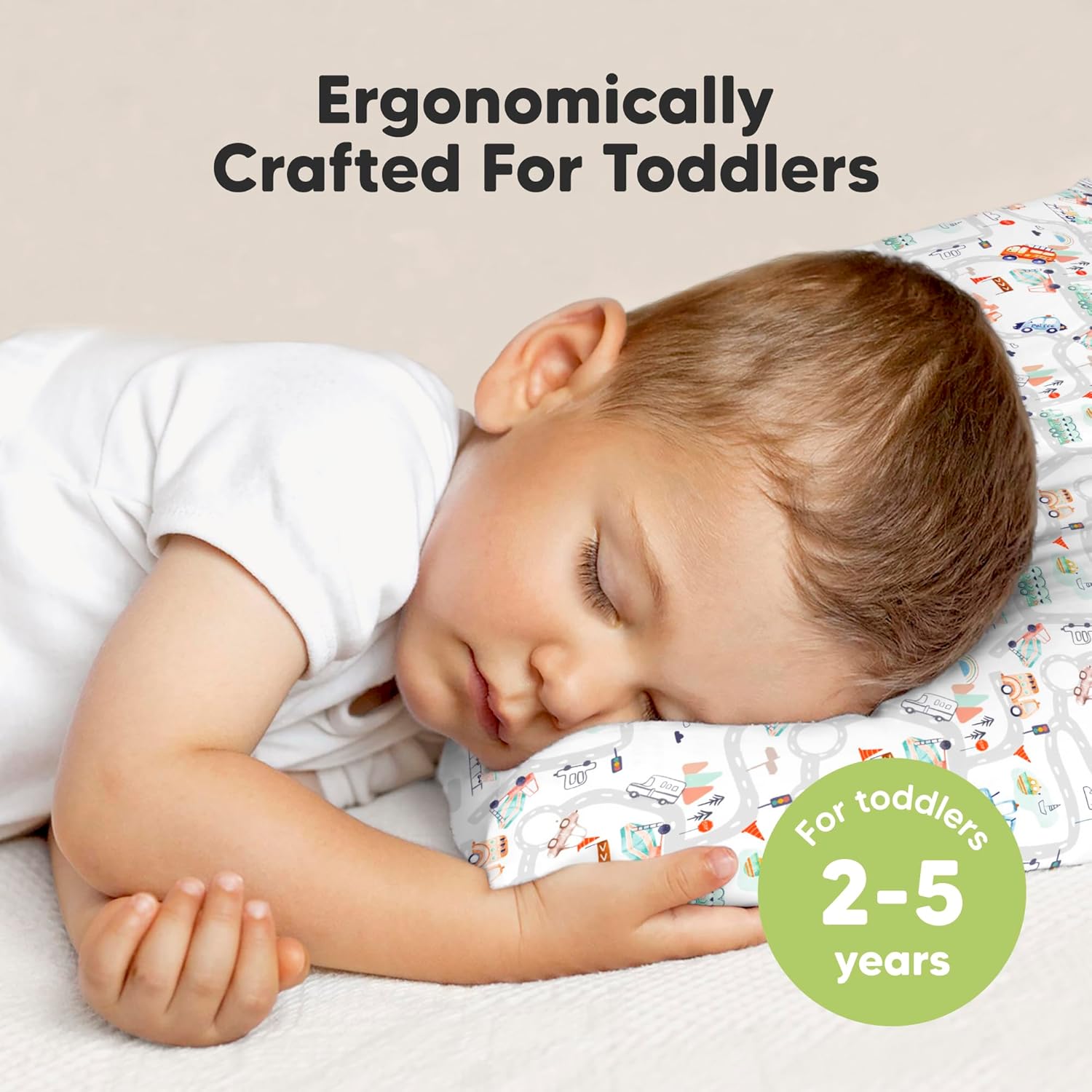 Toddler Pillow with Pillowcase - 13x18 My Little Dreamy Kids Travel Bed Pillows for Sleeping, Organic Cotton Small Pillowcase, Soft &…