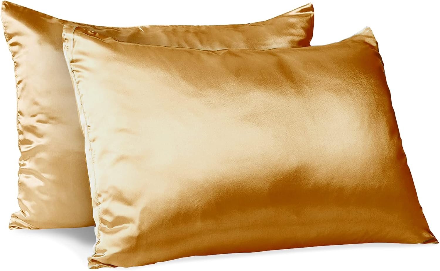 MorningGlamour Morning Glamour Satin Pillowcases for Hair & Skin, Similar to Silk, Standard/Queen Size Set of 2, Cooling Pillow Case with E…