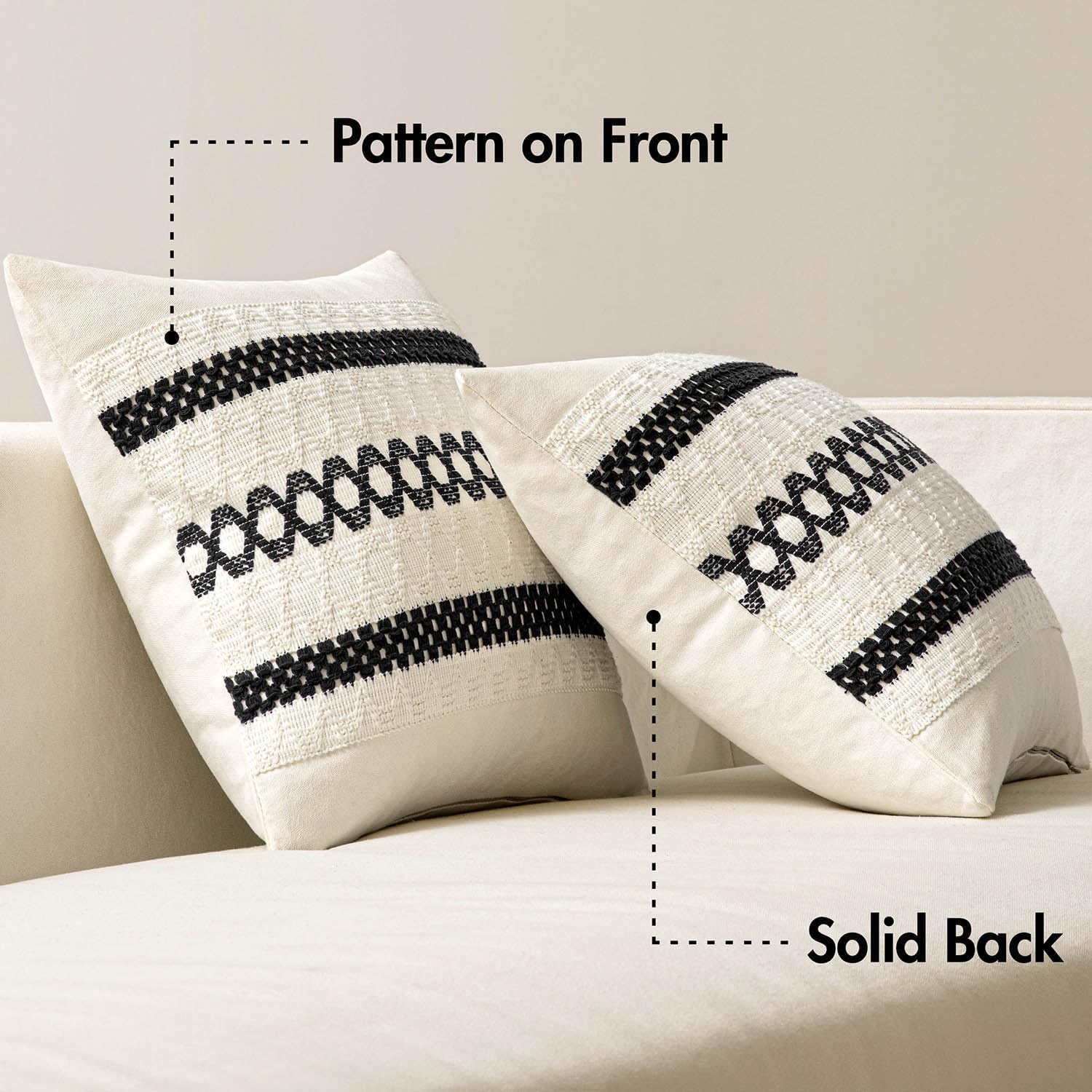 MIULEE Set of 2 Black Boho Decorative Pillow Covers 18x18 Inch Farmhouse Rustic Couch Throw Pillows Modern Spring Cotton Cushion Covers…