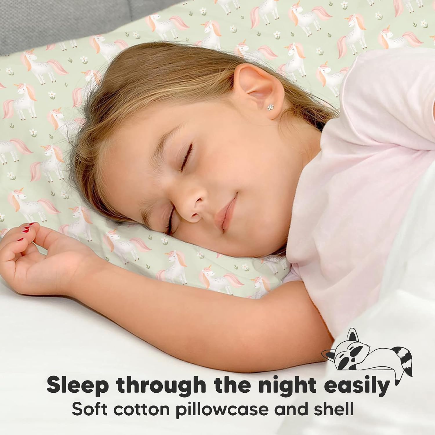 Toddler Pillow with Pillowcase - 13x18 My Little Dreamy Kids Travel Bed Pillows for Sleeping, Organic Cotton Small Pillowcase, Soft &…