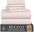 Ruvanti 100% Cotton Percale Sheets Queen Size 6 Piece Set, Cooling Bed Sheets for Hot Sleepers, Deep Pocket 16”, Breathable Lightweight & D…