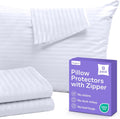 Set of 8 Pillow Protectors with Zipper King Size - 100% Resistant to Stains, Dust & Dirt - Washable Covers for Increased Pillow Lifespan
