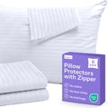Set of 2 Pillow Protectors with Zipper King Size - 100% Resistant to Stains, Dust & Dirt - Washable Covers for Increased Pillow Lifespan